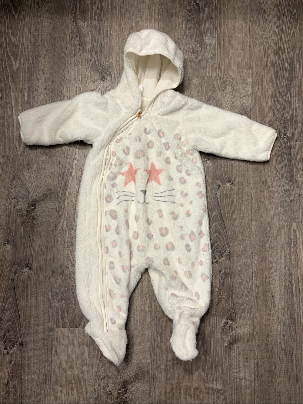 Baby Girl's Little Marc Jacobs Cream Plush Hooded Fleece One-Piece- Size 6 Month